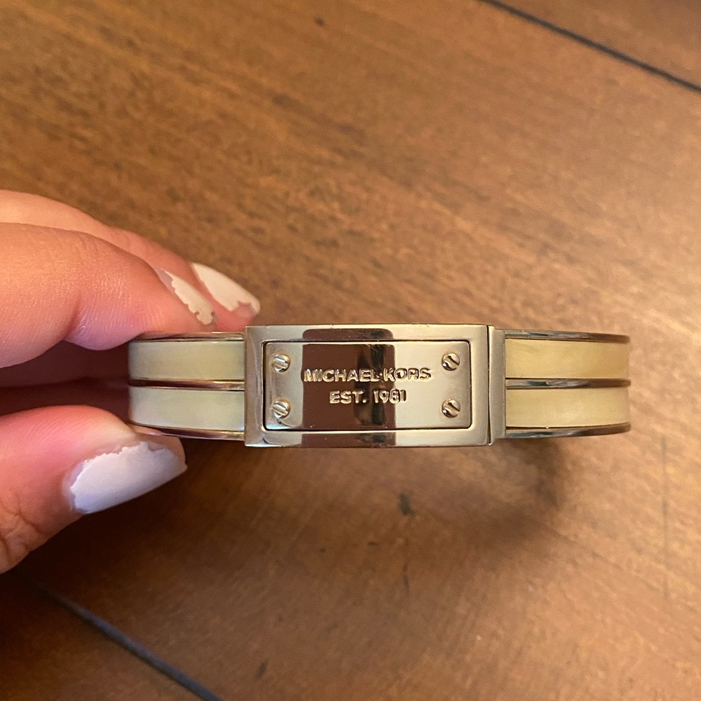 Michael Kors Logo Plaque Hinge Bangle Bracelet